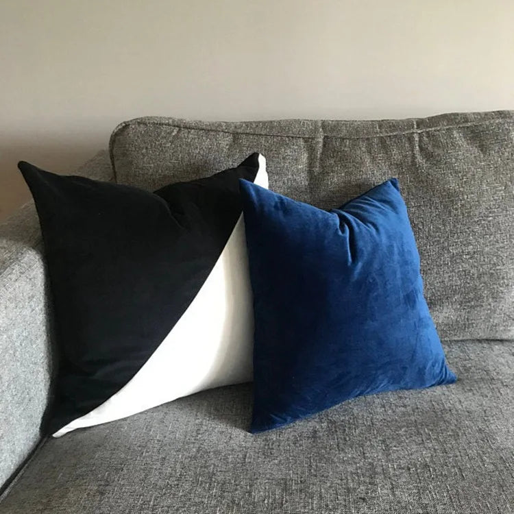 Velvet Cushion Cover Black White Contrast Color Decorative Pillow Case Afralia™