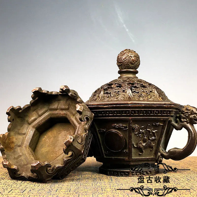 Afralia™ Bronze Sacred Beasts Incense Burner Set