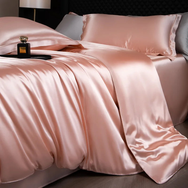 Afralia™ Silk Bedding Set: Smooth 100% Silk Comforter Cover Sets for Full Twin King Queen