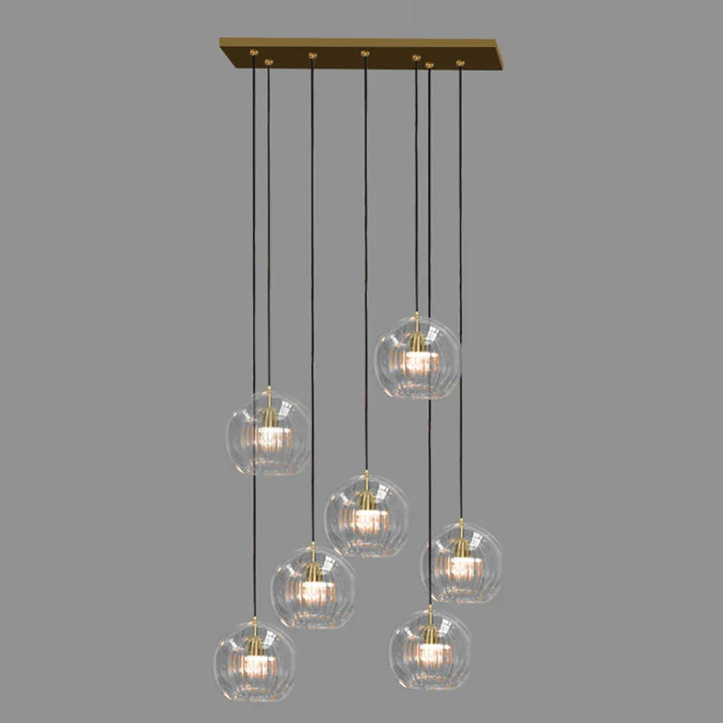 Afralia™ Clear Glass Ball Pendant Light Chandelier for Living Room Dining Room Home Decor
