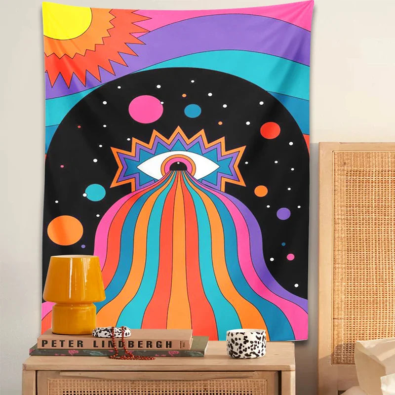 Afralia™ Sun Moon Rainbow Tapestry Wall Hanging for Boho Home Decor