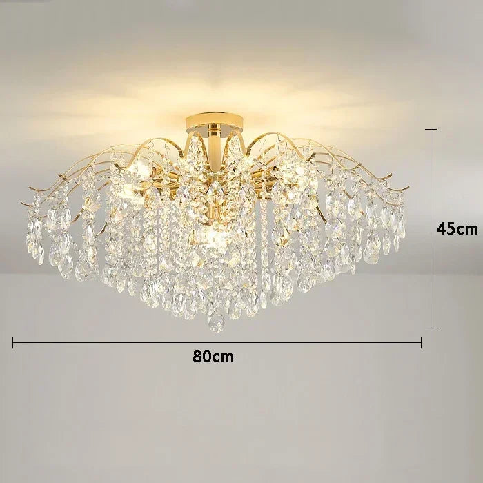 Afralia™ Crystal LED Chandelier Ceiling Lamp Modern Living Room Bedroom Light
