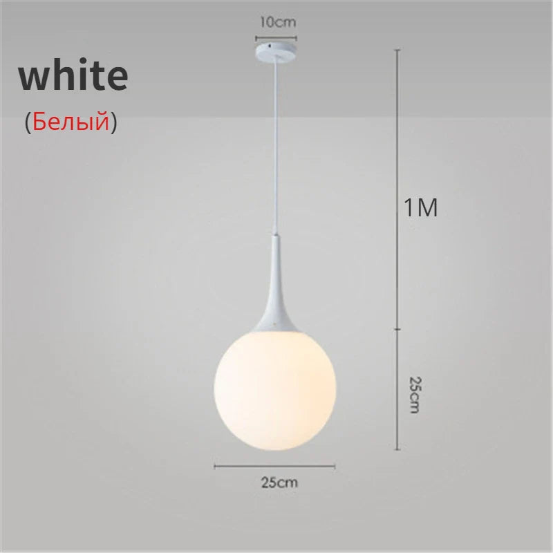 Afralia™ Nordic Glass Ball Pendant Lights LED Chandelier for Living Room & Restaurant