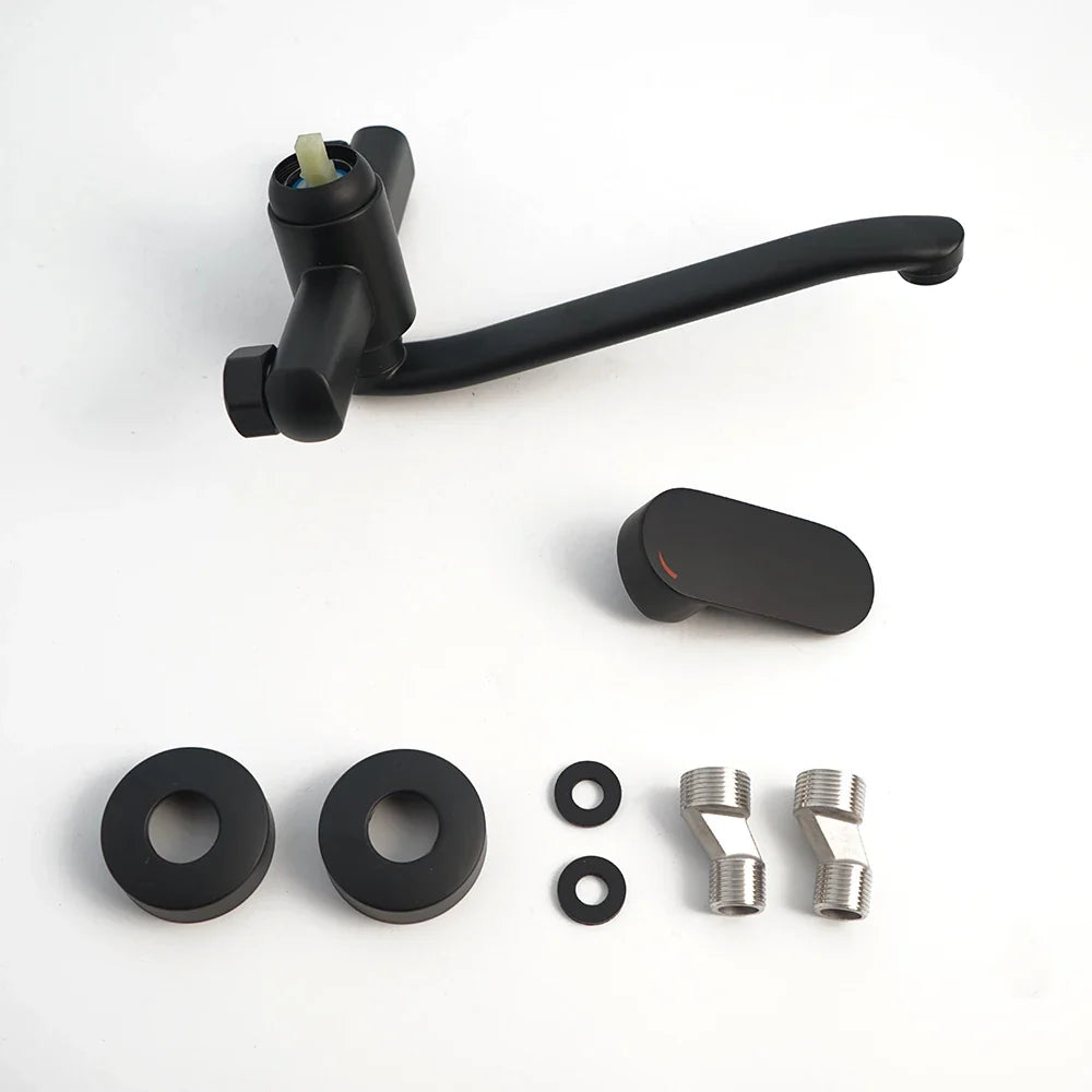 Afralia™ Matte Black Wall Mounted Basin Mixer Faucet