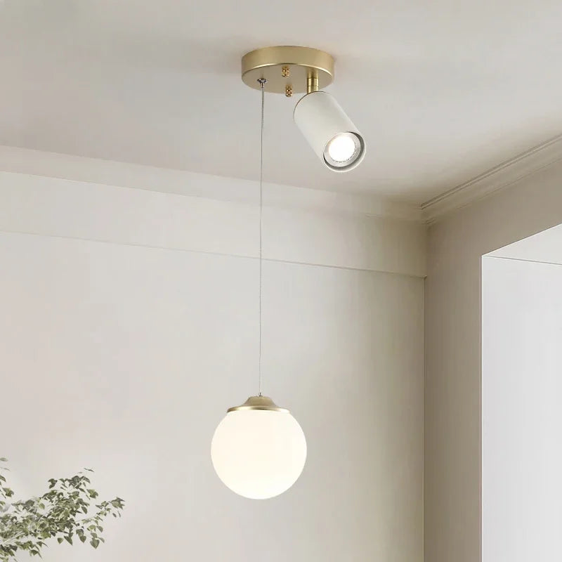 Afralia™ Modern Glass Milk White Ball LED Pendant Lights - Gold Kitchen Island Chandelier