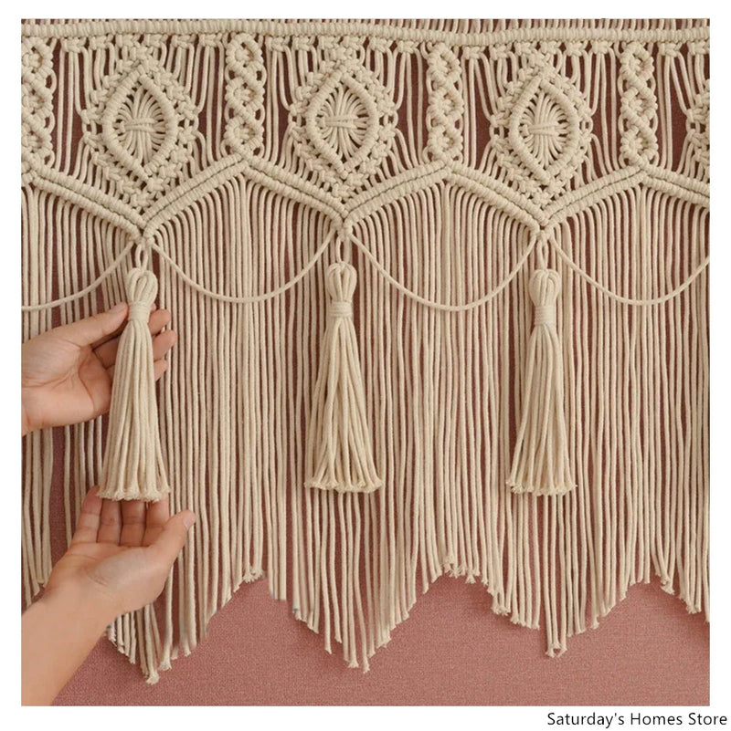 Afralia™ Boho Macrame Door Curtain Handmade Cotton Rope Wall Hanging Tapestry Boujee Decor