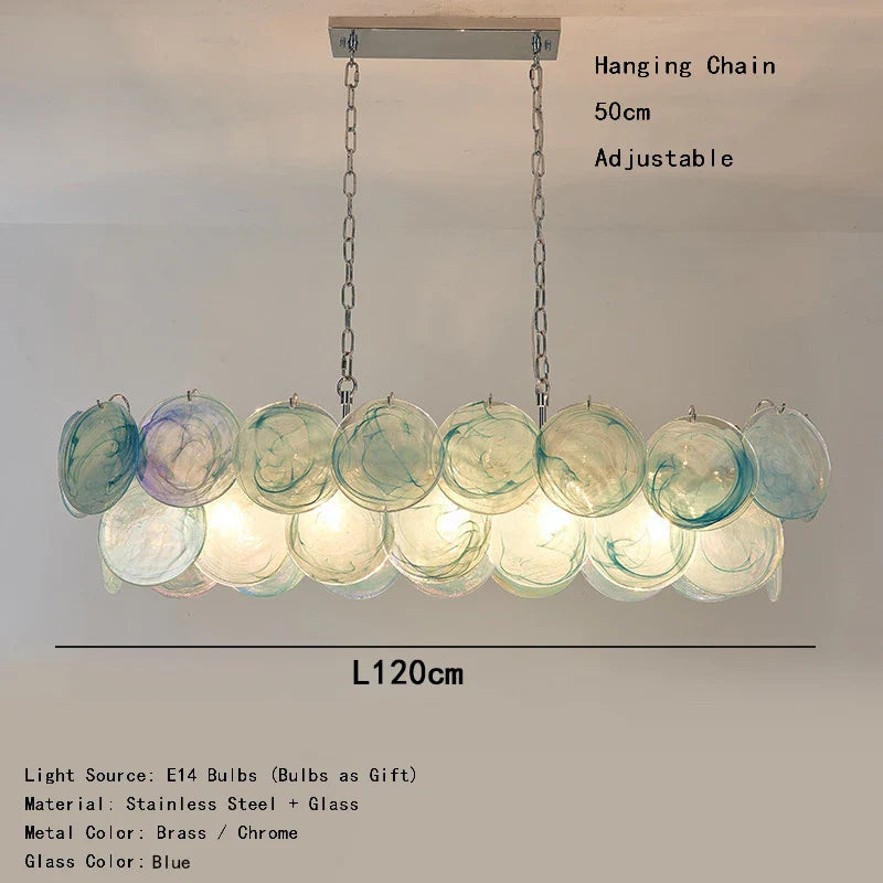 Afralia™ Mulano Blue Glass Chandelier - Elegant Art Decor for Dining Room.