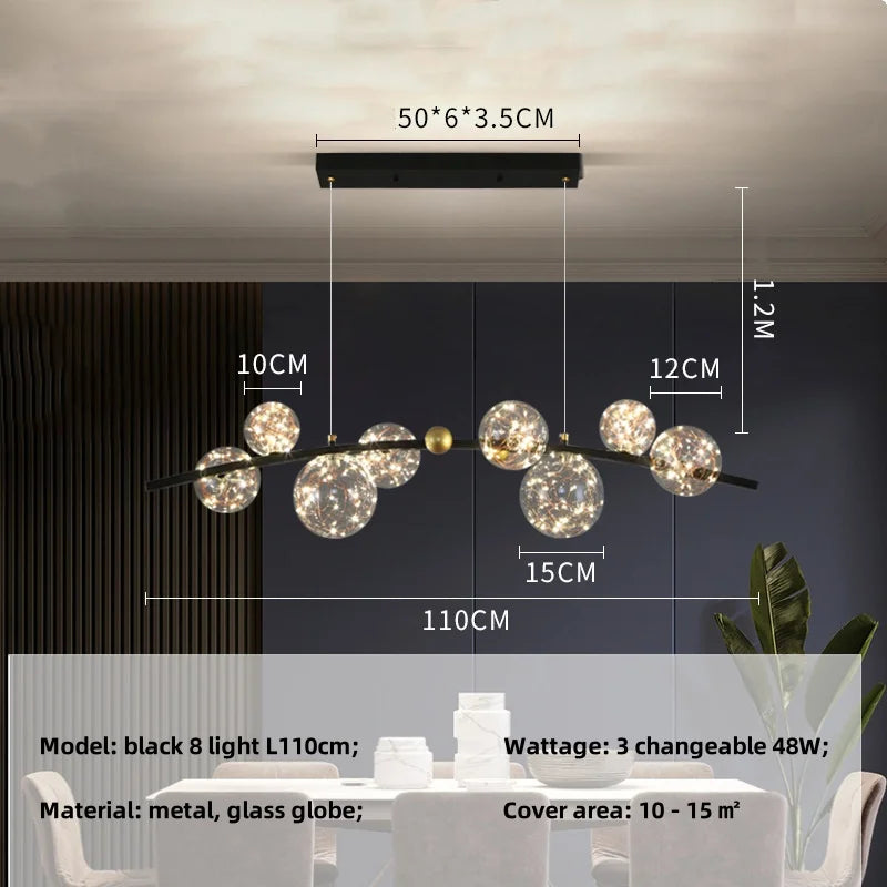 Afralia™ Nordic Glass Globe Pendant Lights Chandelier with 3 Changeable LED Lights