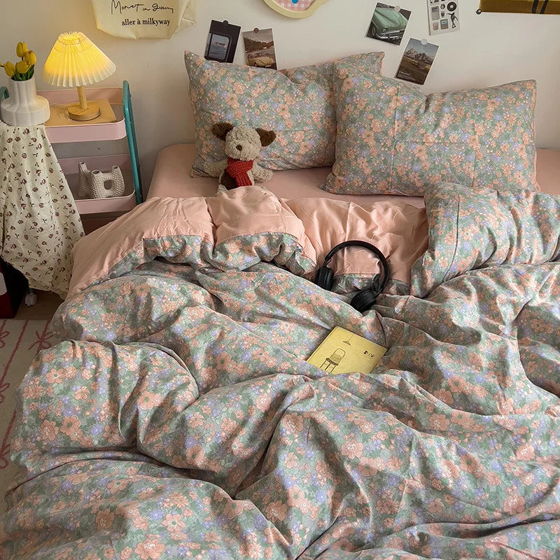 Afralia™ Korean Floral Print Single Duvet Cover: Sweet Comfort, All Seasons, Skin-Friendly