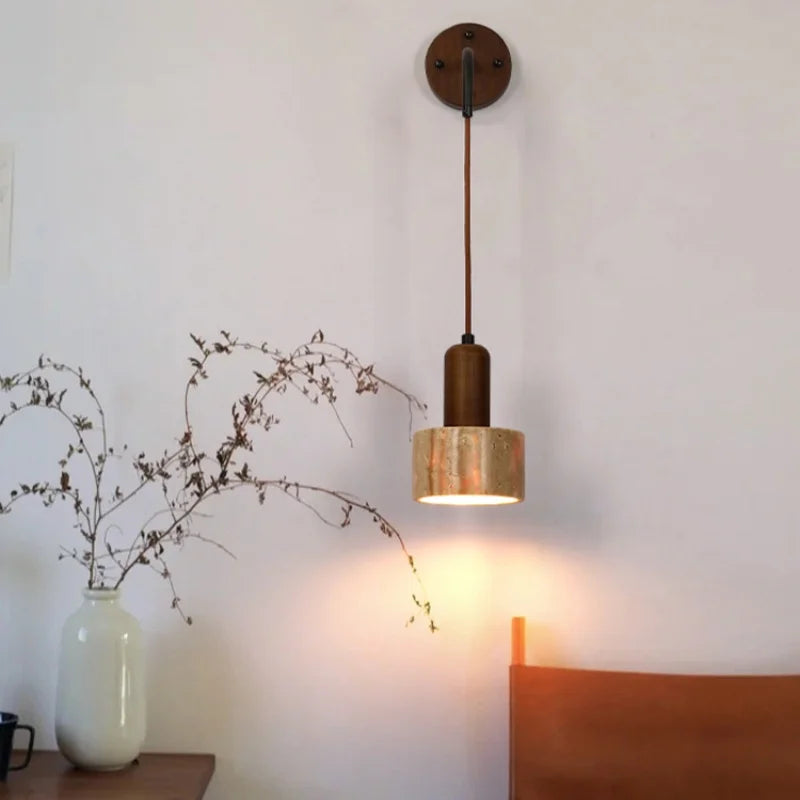 Afralia™ Yellow Travertine LED Wall Lamp for Home Decor