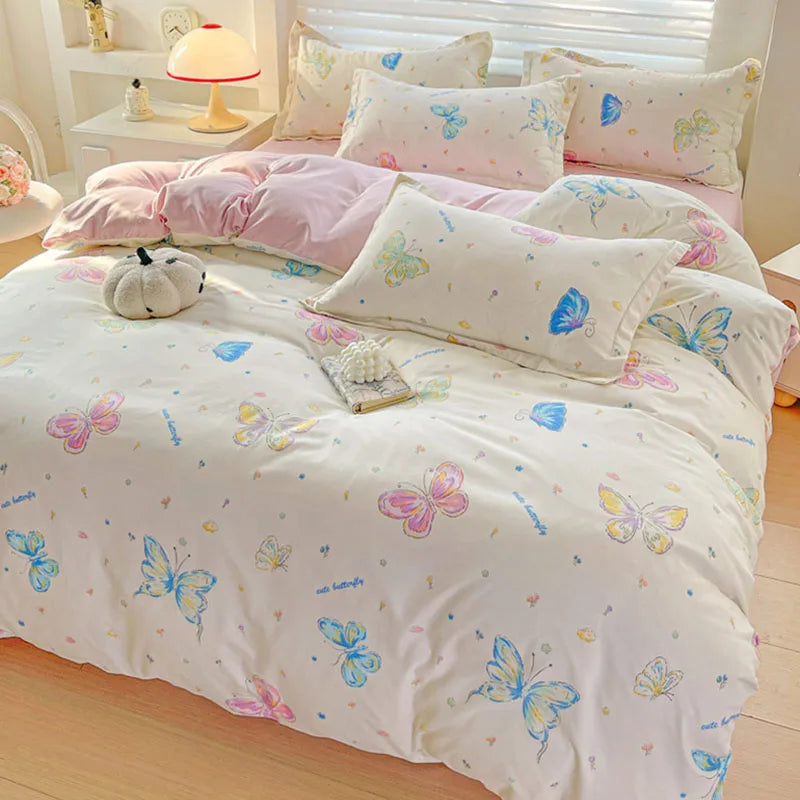 Afralia™ Cozy Cotton Bedding Set for Double Bed, Autumn Winter Duvet Cover Kit