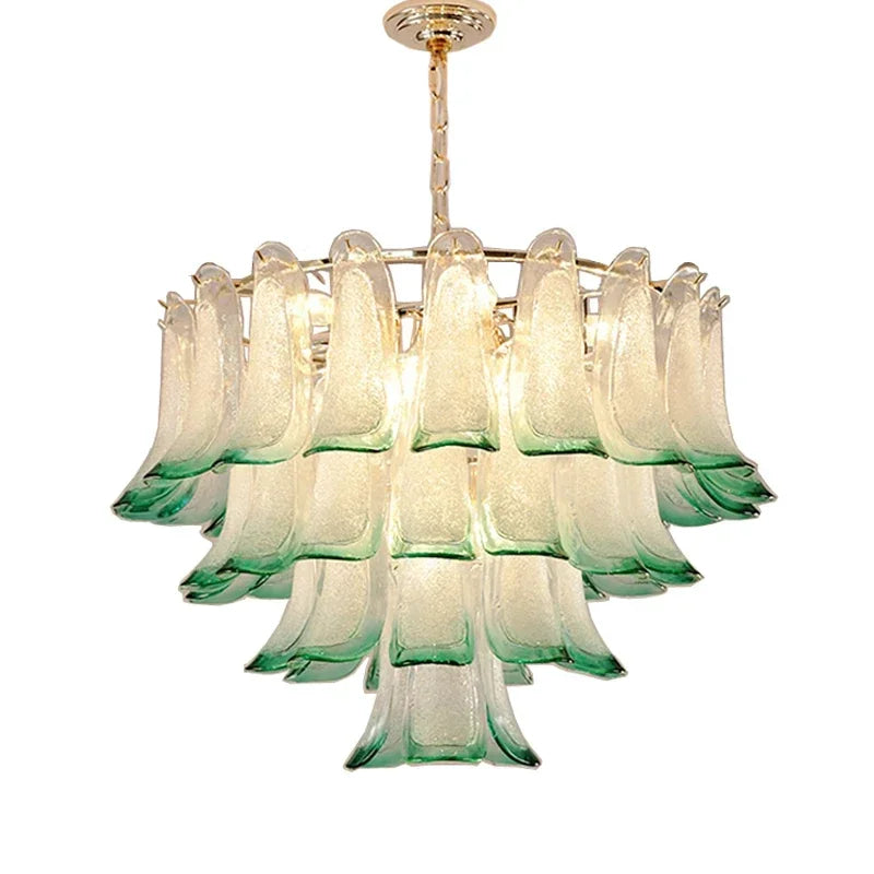 Afralia™ Luxury Green Glass Pendant Lights Metal Round Luminaria Fixture