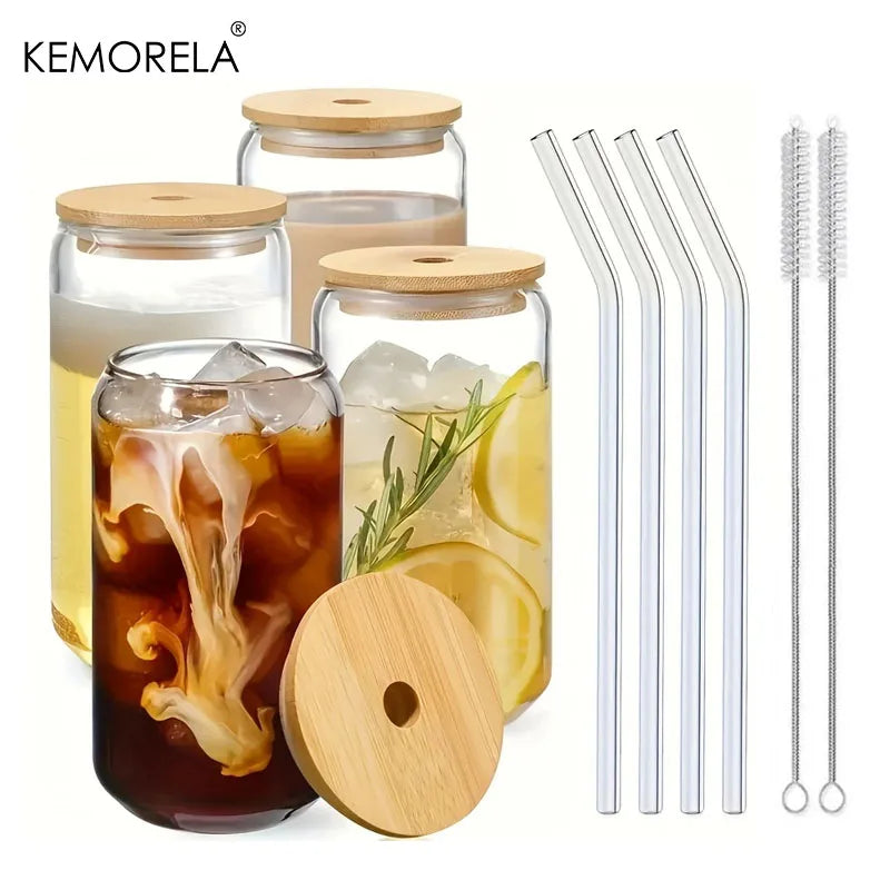 Afralia™ Transparent Glass Cup with Lid and Straw - Perfect for Bubble Tea and Juice