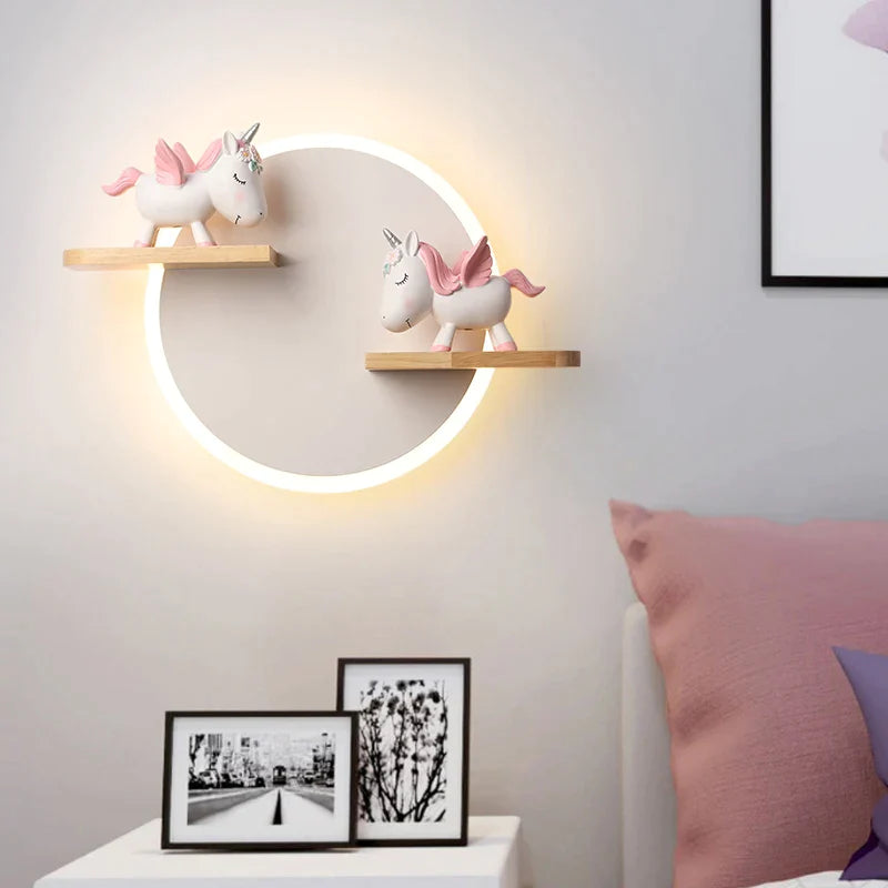 Afralia™ Unicorn Kids LED Wall Lamp - Nordic Cartoon Room Decor & Bedside Light