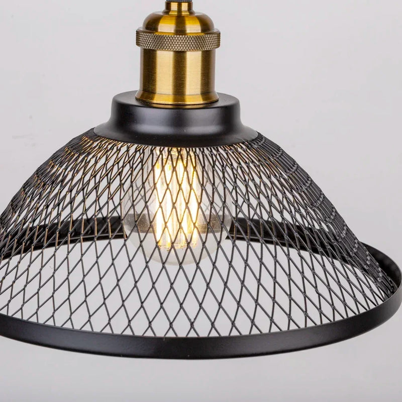 Afralia™ Black Iron Net-Cage Kitchen Pendant Light with LED for Bedroom & Living Room