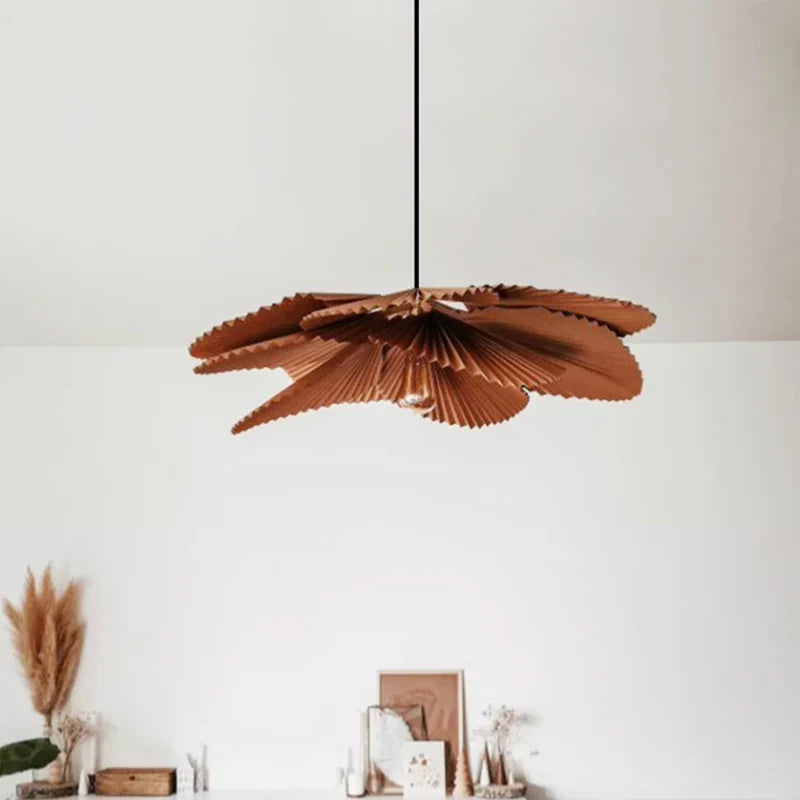 Afralia™ Wabi Sabi Fan Chandelier Pendant Light: Japanese Inspired Handmade Retro Leaves Design