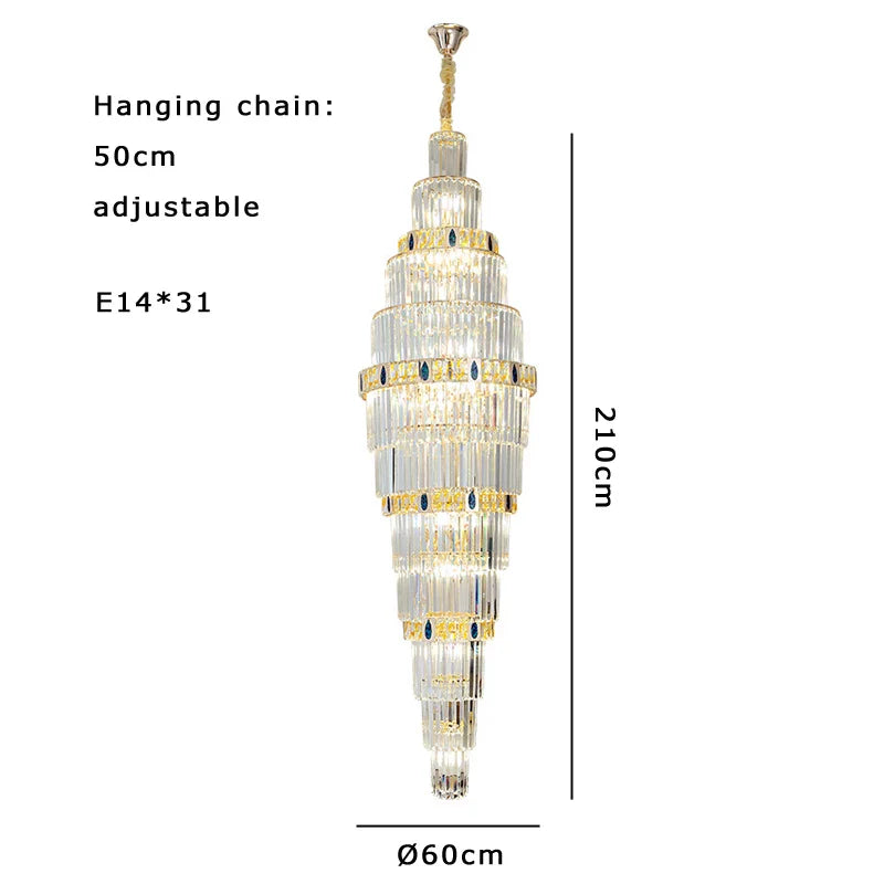 Afralia™ Nordic Modern Luxury Crystal Ceiling Chandelier for Foyer Hotel Stairwell Villa