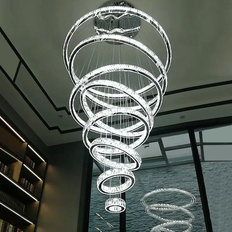 Afralia™ Crystal Ring LED Chandelier: Luxury Modern Ceiling Lighting for Stair, Dining, Bedroom.