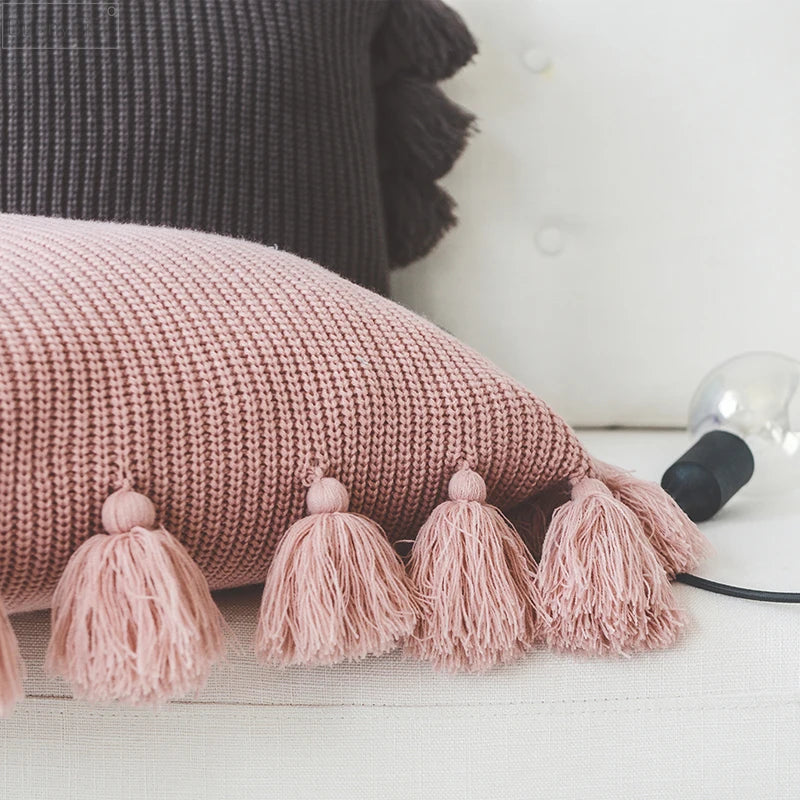 Afralia™ Knit Cushion Cover 45*45cm Soft Solid Pillow Case for Sofa Bed Nursery