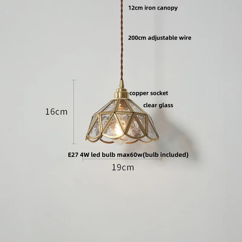 Afralia™ Tiffany Style LED Glass Pendant Light Fixture - Copper Socket & Clear Glass