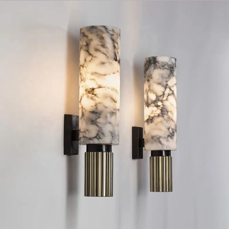 Afralia™ Modern Marble Bracket Wall Lamp Full Copper Luxury LED Wall Light
