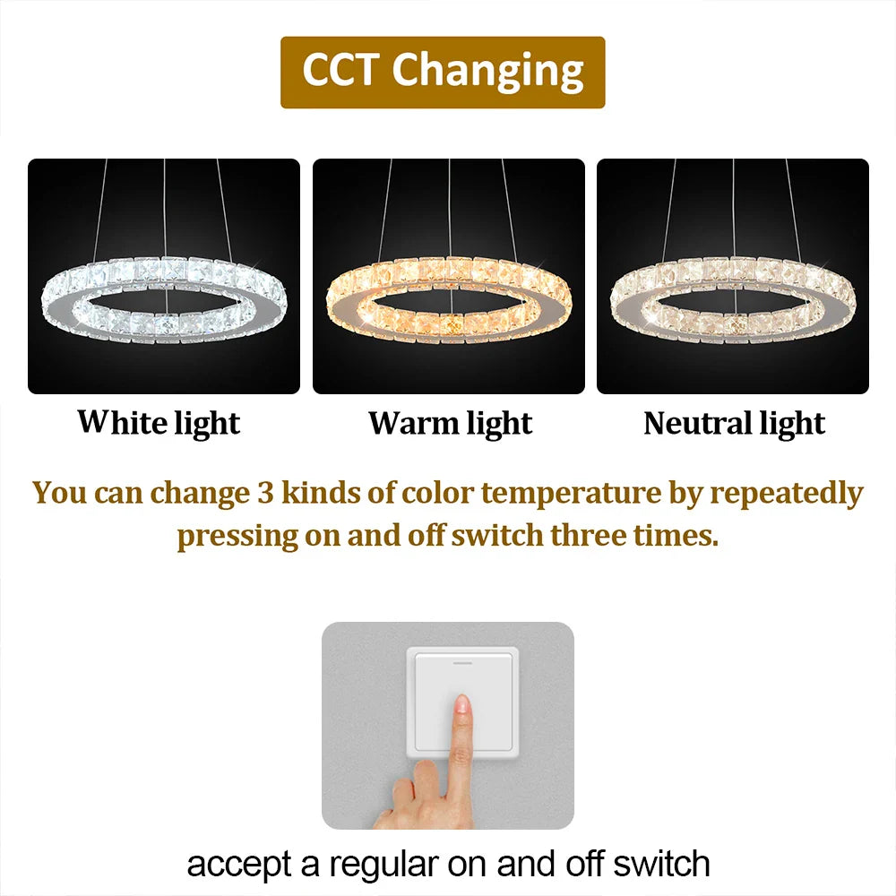 Afralia™ Crystal LED Pendant Chandelier for Home Décor - Modern Art Fixture