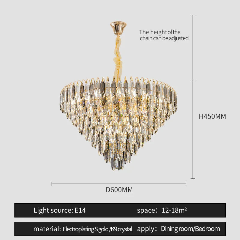 Afralia™ Crystal Chandelier: Modern Luxury Round Main Lamp for Living Room & Staircase