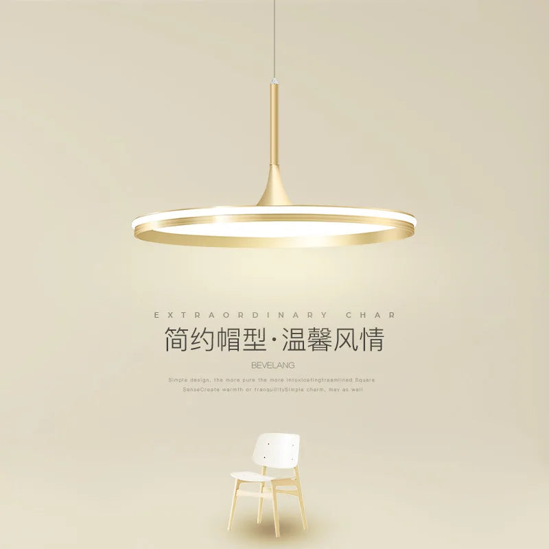 Afralia™ Modern Dimmable Round Pendant Lights - Gold Black Chandelier for Home Decor