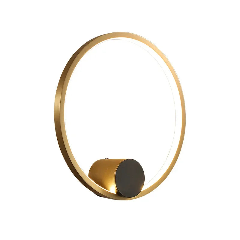Afralia™ Copper Living Room LED Wall Lamp Light Luxury Modern Simple Circular Corridor TV Wall Bedroom