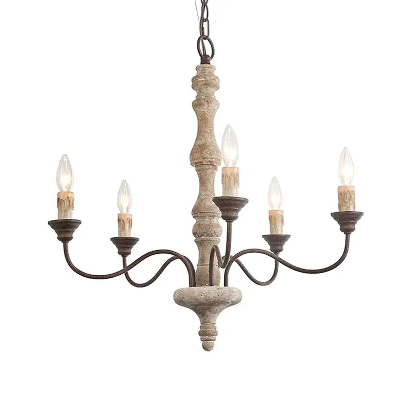 Afralia™ Wood Chandelier: Retro French Style Pendant Lamp for Home Living Room Kitchen