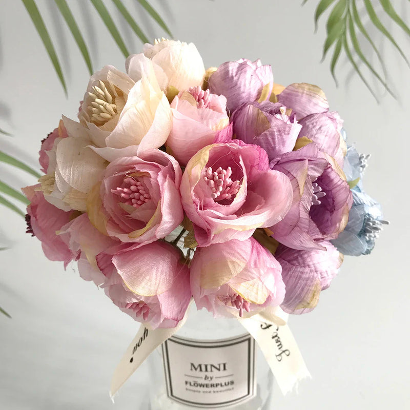 Silk Tea Buds Roses Bouquet by Afralia™: Artificial Flowers for Home Wedding Decoration & DIY Gifts