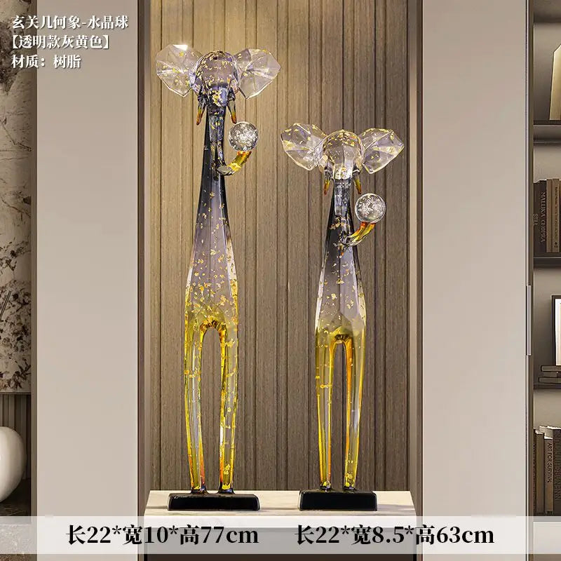 Afralia™ Elephant Floor Decoration Sculpture Living Room TV Cabinet Ornament Figurine