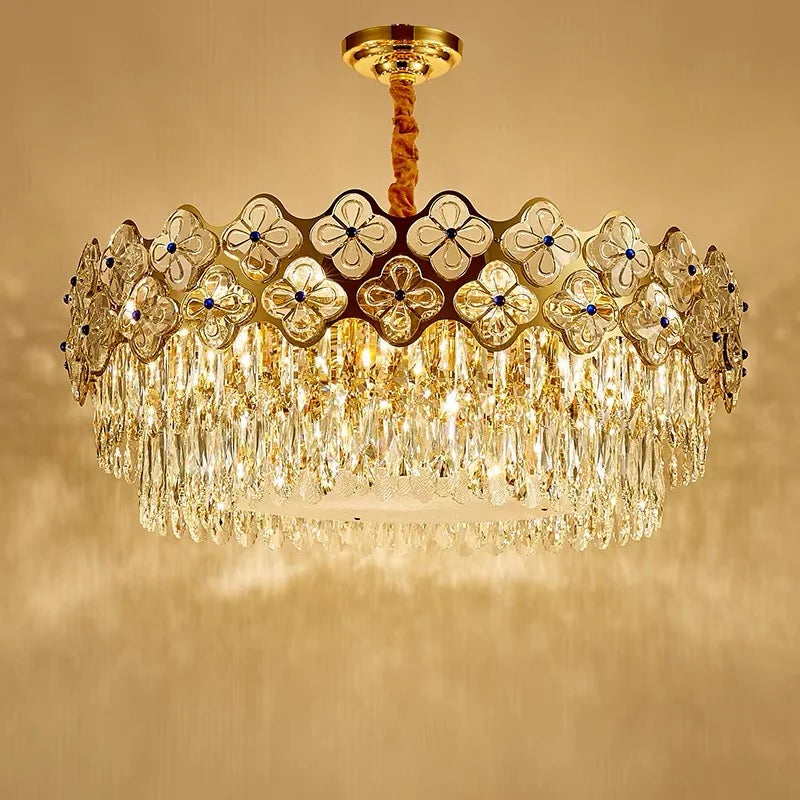Afralia™ European Crystal Luxury Chandelier Gold Room Decor Hanglamp