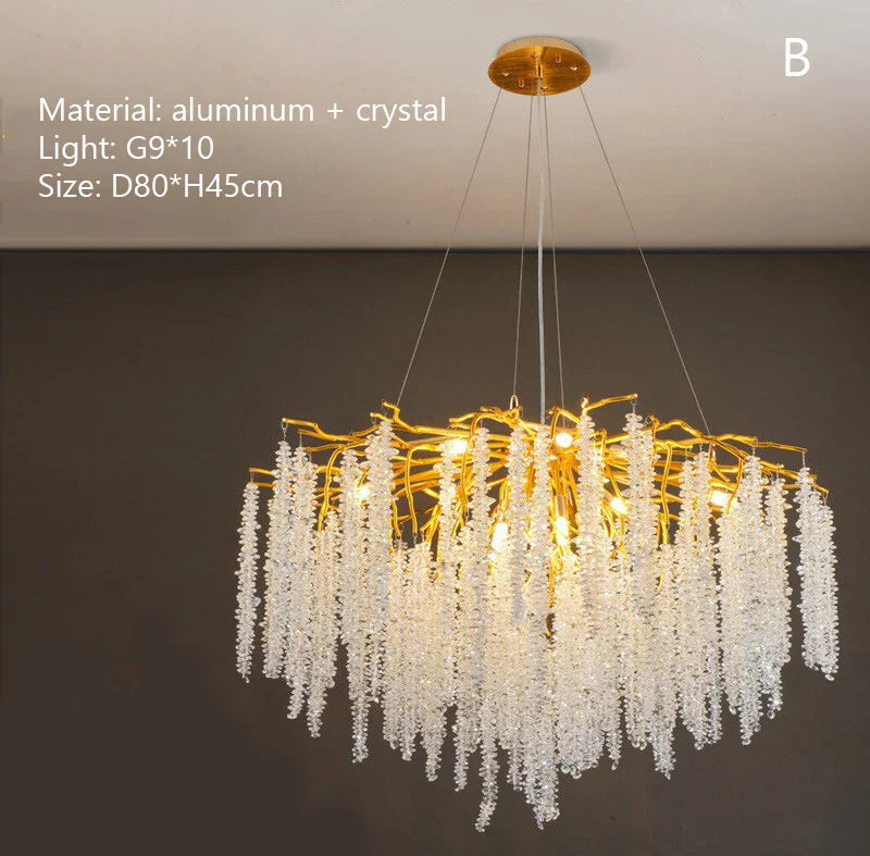 Afralia™ Luxury Crystal Ceiling Chandelier Living Room Dining Room Decoration
