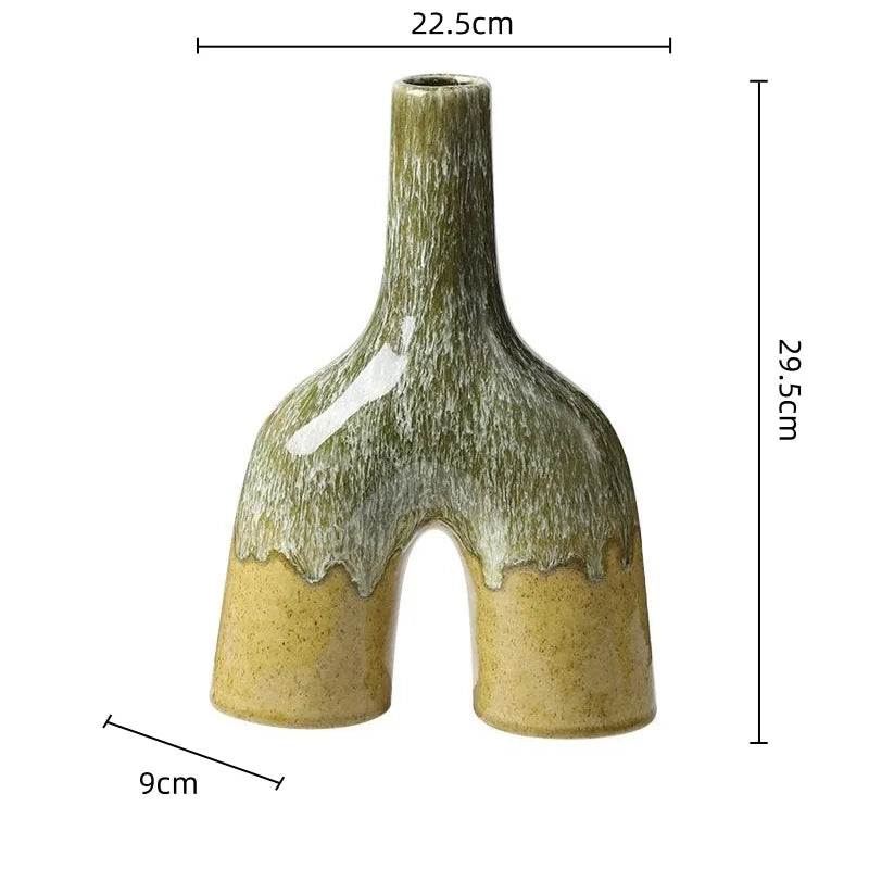 Afralia™ Abstract Kiln-changing Glaze Ceramic Vase for Home Decor and Floral Arrangement