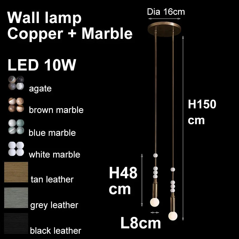 Afralia™ Bronze Marble Copper Wall Lamp for Artistic Indoor Lighting