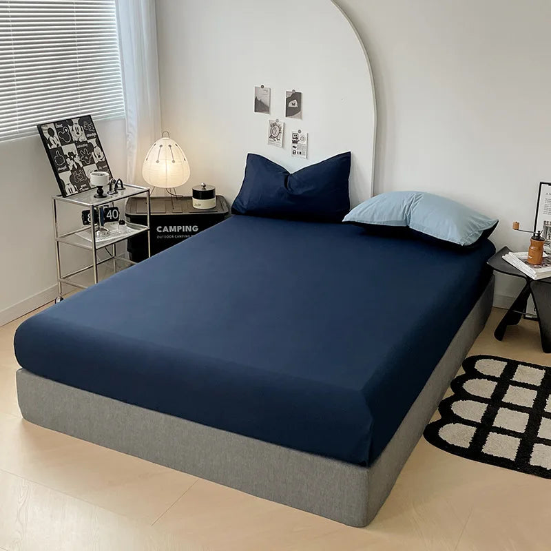 Afralia™ Soft Comfort Solid Color Fitted Bed Sheet - Double Mattress Cover