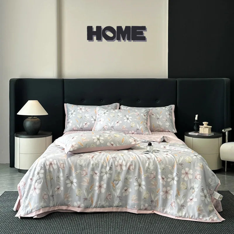 Afralia™ Cool Silk Summer Quilt Set with Sheets & Pillowcases
