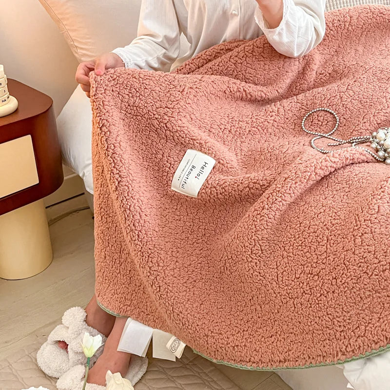 Afralia™ Soft Shell Edge Lamb Wool Blanket - A-Class Comfort for Adults