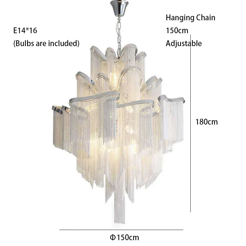 Afralia™ Luxury Tassels Ceiling Chandelier Dimmable Lights for Bedroom Decoration