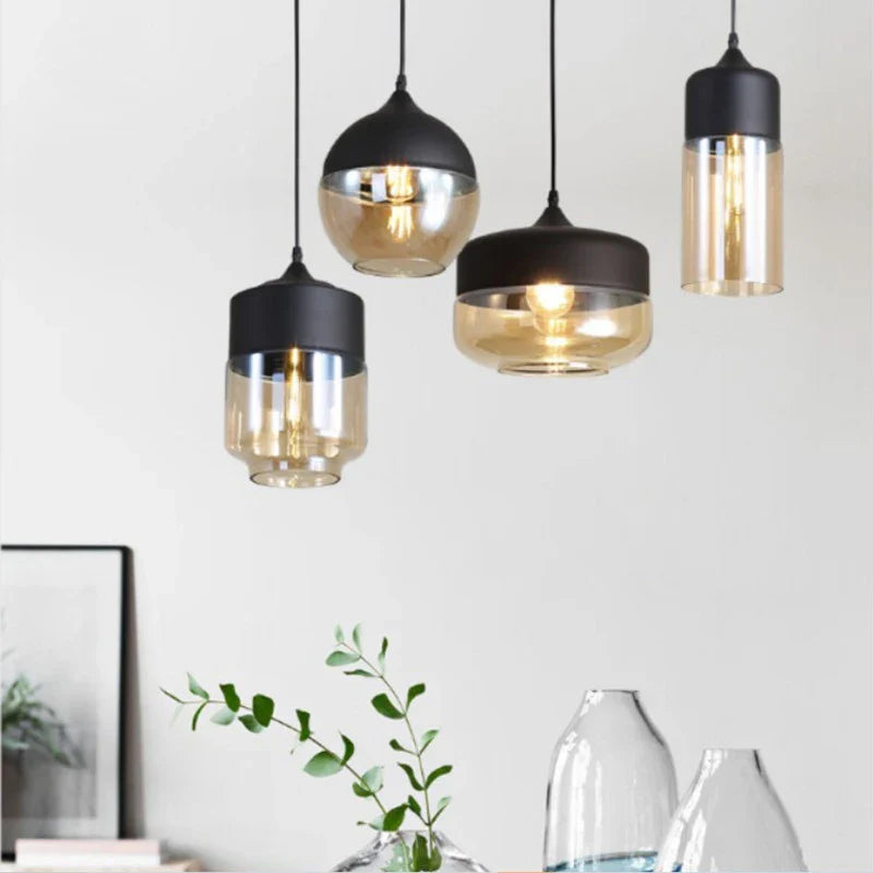 Afralia™ Modern Glass LED Chandelier Pendant Light for Living Room Kitchen Island Bedroom