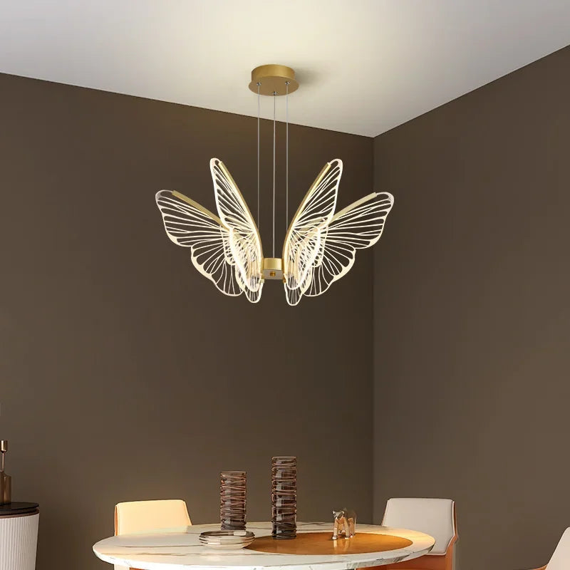 Afralia™ LED Butterfly Ceiling Chandelier - Luxury Pendant Light for Bedroom, Living & Dining Room