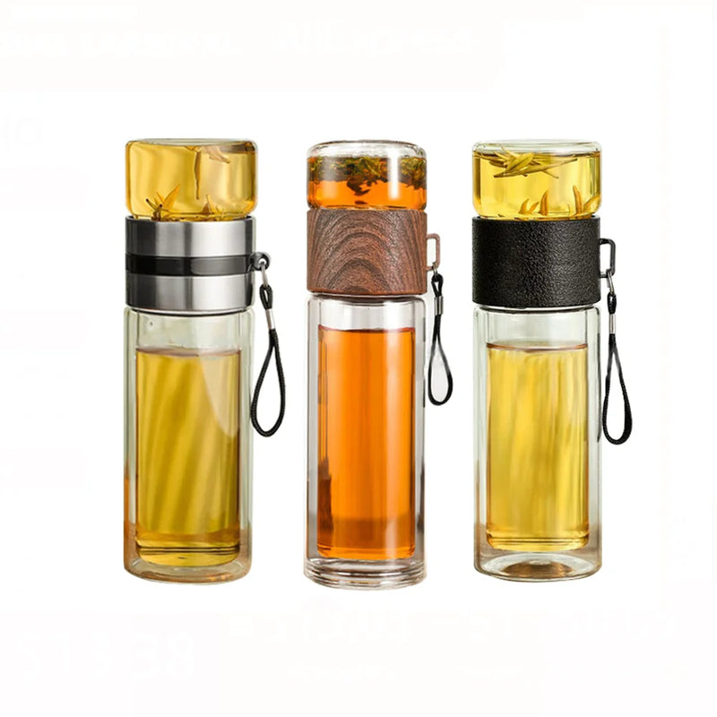 Afralia™ High-End Thermal Glass Water Bottle with Stainless Steel Insulation