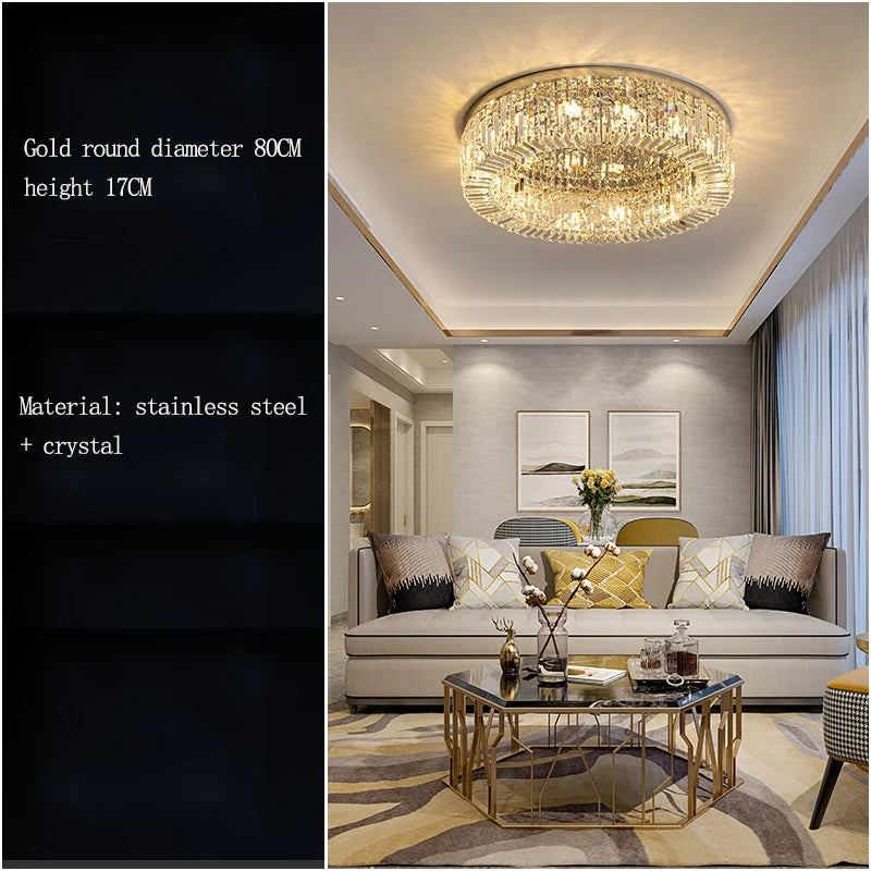 Afralia™ Crystal LED Ceiling Lamp for Chic Living, Bedroom, and Dining Room