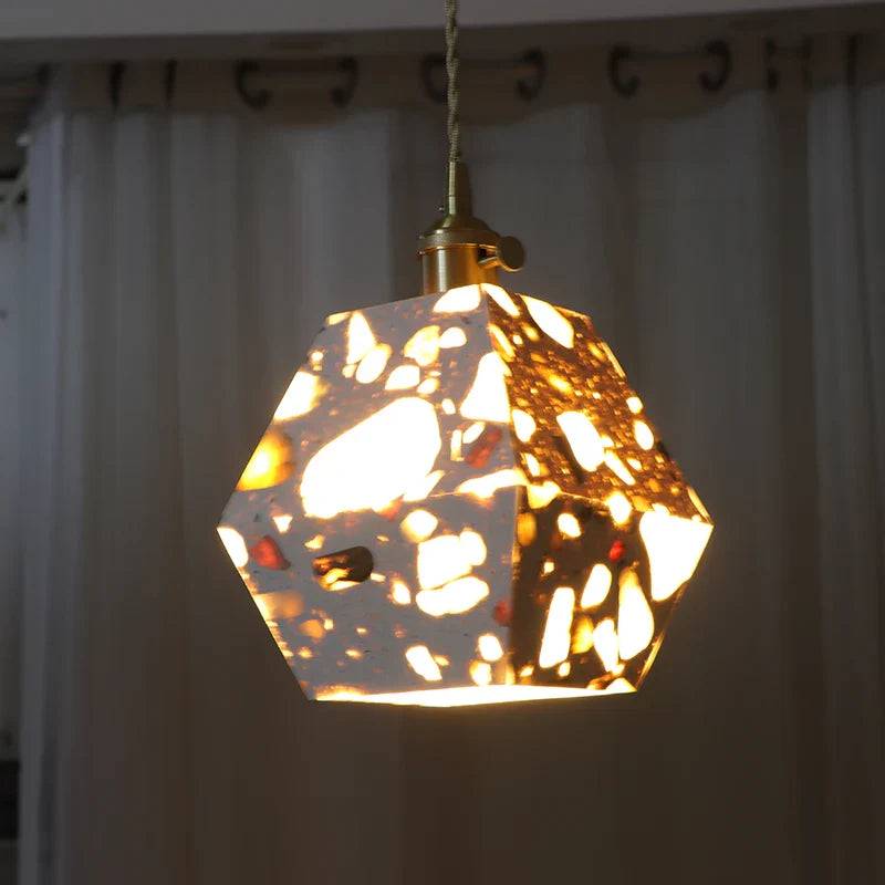 Afralia™ LED Terrazzo Pendant Lights for Corridor, Bedroom, Living Room - Japanese Style Lighting