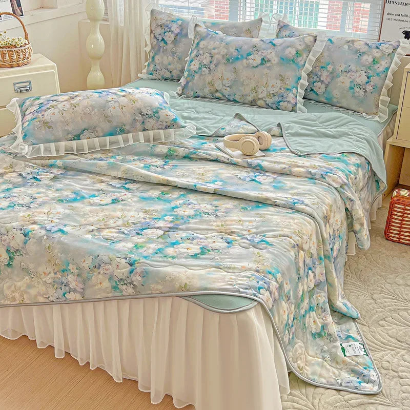 Afralia™ Floral Summer Cooling Quilt for Double Single Bed - Soft & Breathable