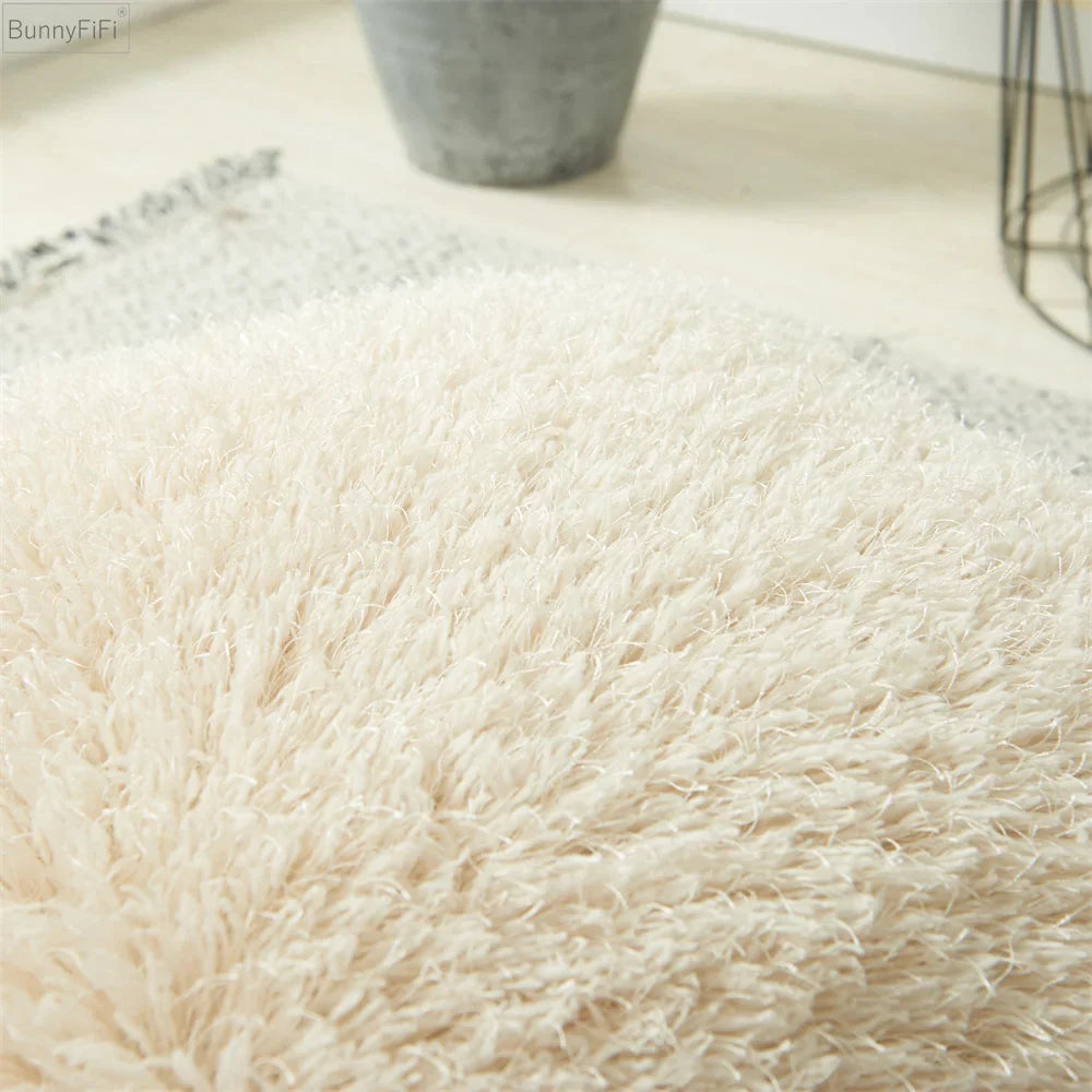 Afralia™ Plush Wool Throw Pillow Cover Nordic Solid Decor for Sofa Bed Home