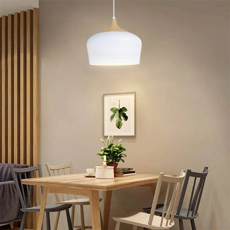 Afralia™ Wood Pendant Lights LED Hanging Lamp Aluminum Fixture for Kitchen, Dining, & Restaurant