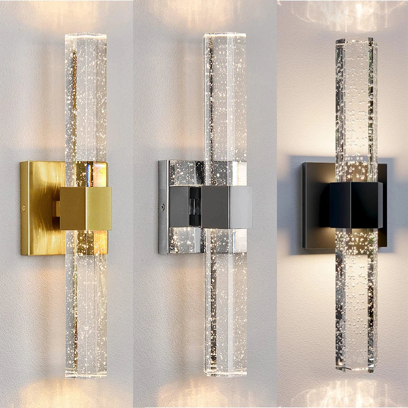Afralia™ Bubble Crystal LED Wall Sconces for Bathroom Dresser Living Room Bedroom Mirrors