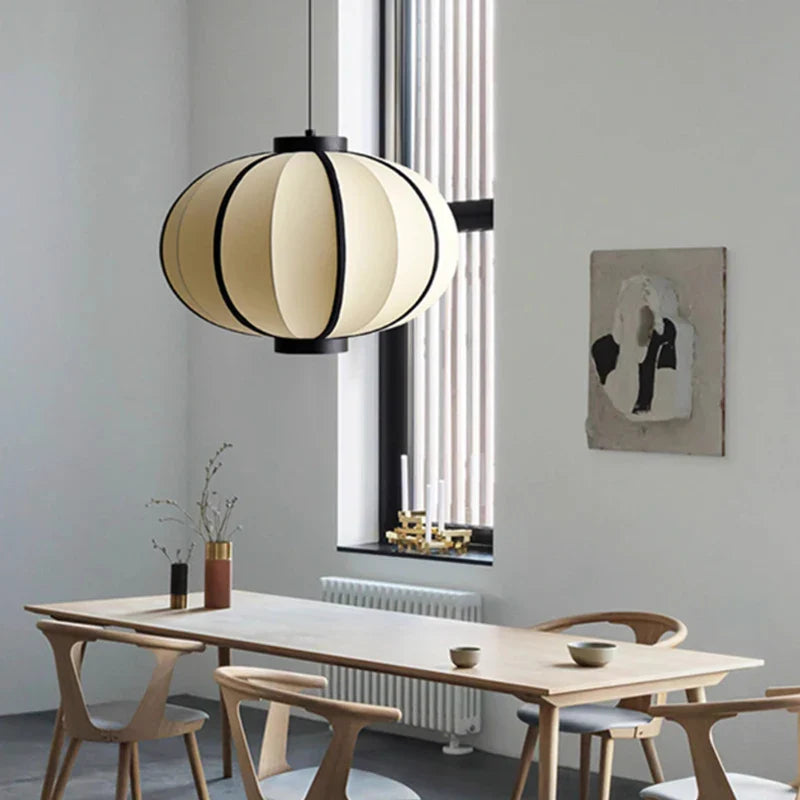 Afralia™ Fabric Lantern Chandelier Pendant Lights for Nordic Minimalist Decor
